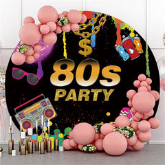 Kreis Graffiti 80er Jahre Party Hintergrund Für Glücklich Geburtstag