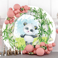 Kreis Grün Bambus Und Panda Runden Baby Dusche Hintergrund