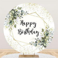 Kreis Grün Blätter Funkeln Glücklich Geburtstag Hintergrund