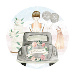 Kreis Grau Auto Und Blumen Hochzeit Hintergrund Für Party