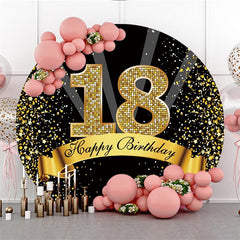 Kreis Glücklich Geburtstag für 18 Gold Funkeln Runden Hintergründe