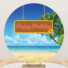 Kreis Hawaii Strand Sommer Glücklich Geburtstag Hintergrund