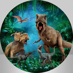 Kreis Dschungel Dinosaurier Geburtstag Party Hintergrund Für Junge