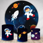 Kreis Wenig Astronaut Galaxis Geburtstag Party Hintergrund