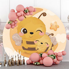 Kreis Wenig Biene Und Muhen Stern Runden Baby Dusche Hintergrund