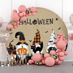Kreis Wenig Zwerge Glücklich Halloween Kürbisse Hintergrund