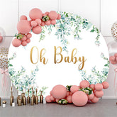 Kreis Oh Baby Licht Grün Blätter Babydusche Hintergrund