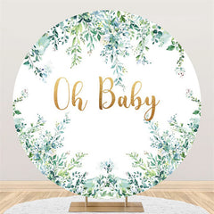 Kreis Oh Baby Licht Grün Blätter Babydusche Hintergrund