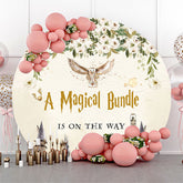 Kreis Eule Brief Blumen Beige Babydusche Hintergrund