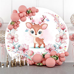 Kreis Rosa Blumen Und Elch Hintergrund Für Geburtstag Party