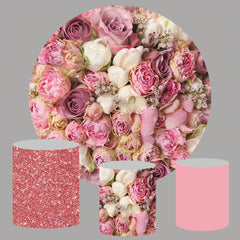 Kreis Rosa Rosen Wand Glücklich Valentinsgrüße Hintergrund Bausatz