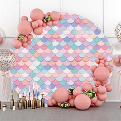 Kreis Lila Rosa Meerjungfrau Hintergrund Für Geburtstag Party