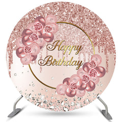 Kreis Rose Gold Rosa Blume Glücklich Geburtstag Hintergrund