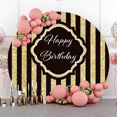 Kreis Einfach Gold Schwarz Streifen Glücklich Geburtstag Hintergrund