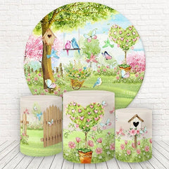 Kreis Frühling Landschaft Runden Geburtstag Party Hintergrund Bausatz