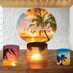 Kreis Sommer Strand Landschaft Runden Geburtstag Hintergrund