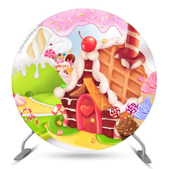 Kreis Sommer Eis Creme Haus Geburtstag Hintergrund Bausatz