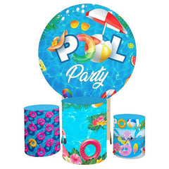 Kreis Sommer Schwimmbad Party Glücklich Geburtstag Hintergrund Bausatz