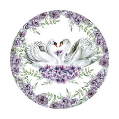 Kreis Weiß Schwan Und Blume Glücklich Geburtstag Hintergrund