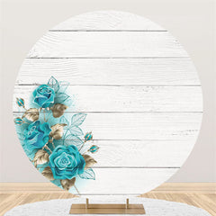 Kreis Weiß Holz Blau Rose Glücklich Geburtstag Hintergrund