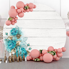 Kreis Weiß Holz Blau Rose Glücklich Geburtstag Hintergrund