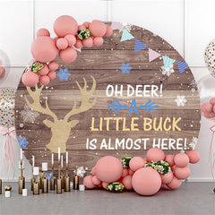 Kreis Hölzern Und Reh Baby Dusche Hintergrund Für Junge