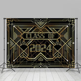 Klasse Von 2024 Gold Streifen Schwarz Abschluss Hintergrund