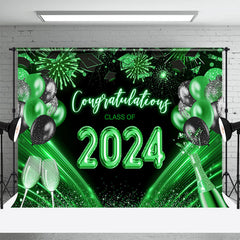 Klasse Von 2024 Grün Luftballons Abschluss Hintergrund