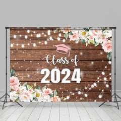 Klasse Von 2024 Holz Wand Blumen Abschluss Hintergrund