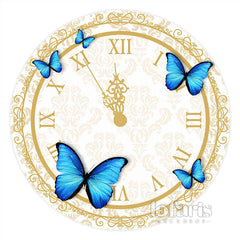 Uhr Und Schmetterling Einfach Runden Geburt Hintergrund