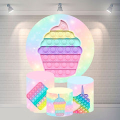 Farbe Eis Creme Pop Es Runden Glücklich Geburtstag Hintergrund