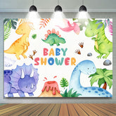 Farbig Dinosaurier Dschungel Karikatur Babydusche Hintergrund