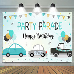 Farbig Flagge Auto Party Parade Glücklich Geburtstag Hintergrund