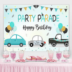 Farbig Flagge Auto Party Parade Glücklich Geburtstag Hintergrund
