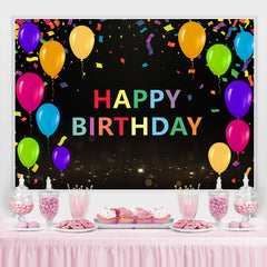 Farbig Schleife Ballon Glücklich Geburtstag Schwarz Hintergrund für Party