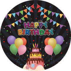 Bunt Luftballons Und Flaggen Runden Glücklich Geburtstag Hintergrund