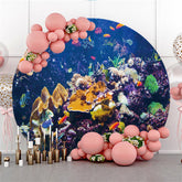 Bunt Korallenriff Und Klein Fisch Runden Sommer Hintergrund