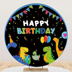 Bunt Dinosaurier Flaggen Runden Glücklich Geburtstag Hintergrund