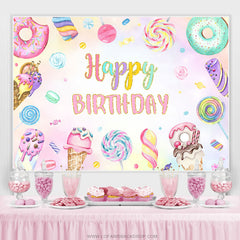 Bunter Krapfen Rosa Süßigkeits Glücklich Geburtstag Hintergrund