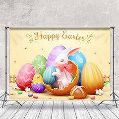 Bunt Eier Hase Küken Foto Ostern Hintergrund