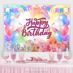 Bunt Flaggen Und Luftballons Funkeln Geburtstag Hintergrund
