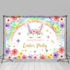 Bunt Blumen Regenbogen Kaninchen Ostern Party Hintergrund