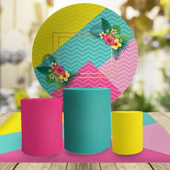 Bunt Blumen Und Streifen Runden Geburtstag Hintergrund Bausatz