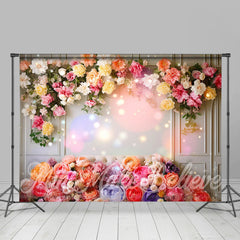 Bunt Blumen Weiß Wand Bokeh Frühling Hintergrund