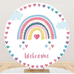 Bunt Herz Und Regenbogen Kreis Baby Dusche Hintergrund