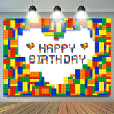 Buntes Lego Stein Herz Happy Birthday Hintergrund