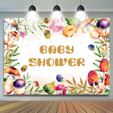 Bunt Pilze Blätter Beige Babydusche Hintergrund