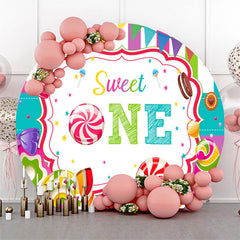 Bunt Süß Süßigkeiten Thema Runden 1 Geburtstag Hintergrund