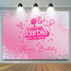 Kommen An Barbie Süss Party Glücklich Geburtstag Hintergrund