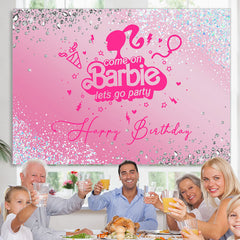 Kommen An Barbie Süss Party Glücklich Geburtstag Hintergrund